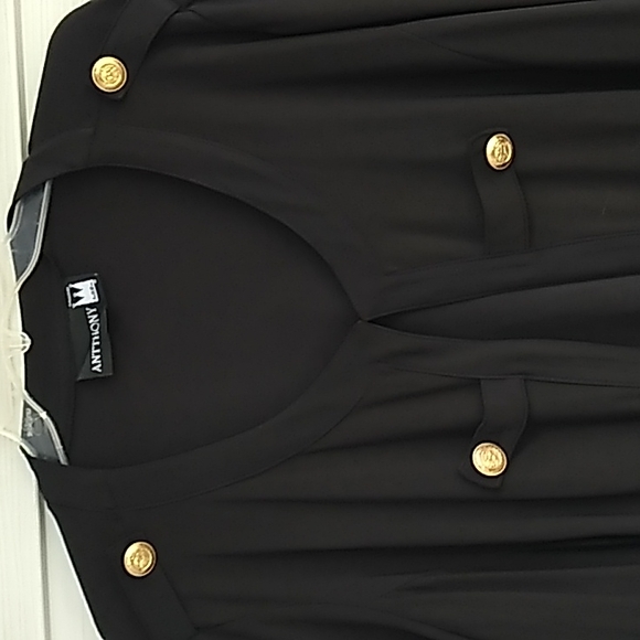 NWOT ANTTHONY Black Cardigan with Gold Buttons - Picture 3 of 6